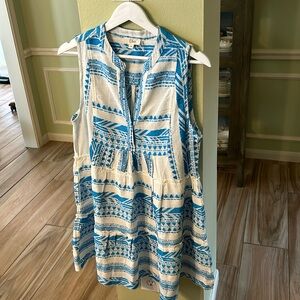 Elan dress - white with turquoise - size M - NWOT - side pockets